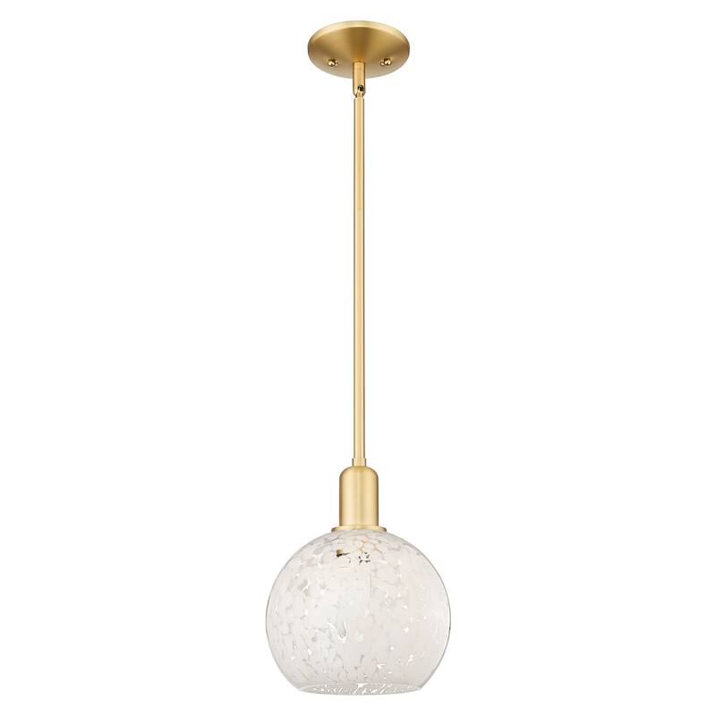 Innovations Lighting Endless Possibilities Arcadia - White Mouchette - 1 Light 8" Stem Hung Mini Pendant - Satin Gold