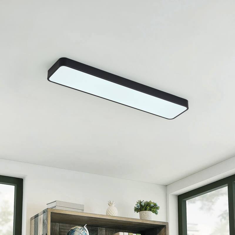 Modern Matte Black LED Flush Mount Ceiling Light 48W for Kitchen Living Room Bedroom - N/A