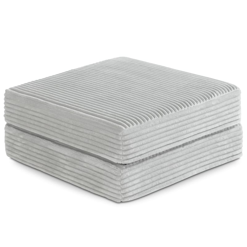 Jaxx Unsofa Modular Convertible Sectional Sofa with Fold Out King Sleeper Bed - Ottoman. - Faux Fur Light Grey