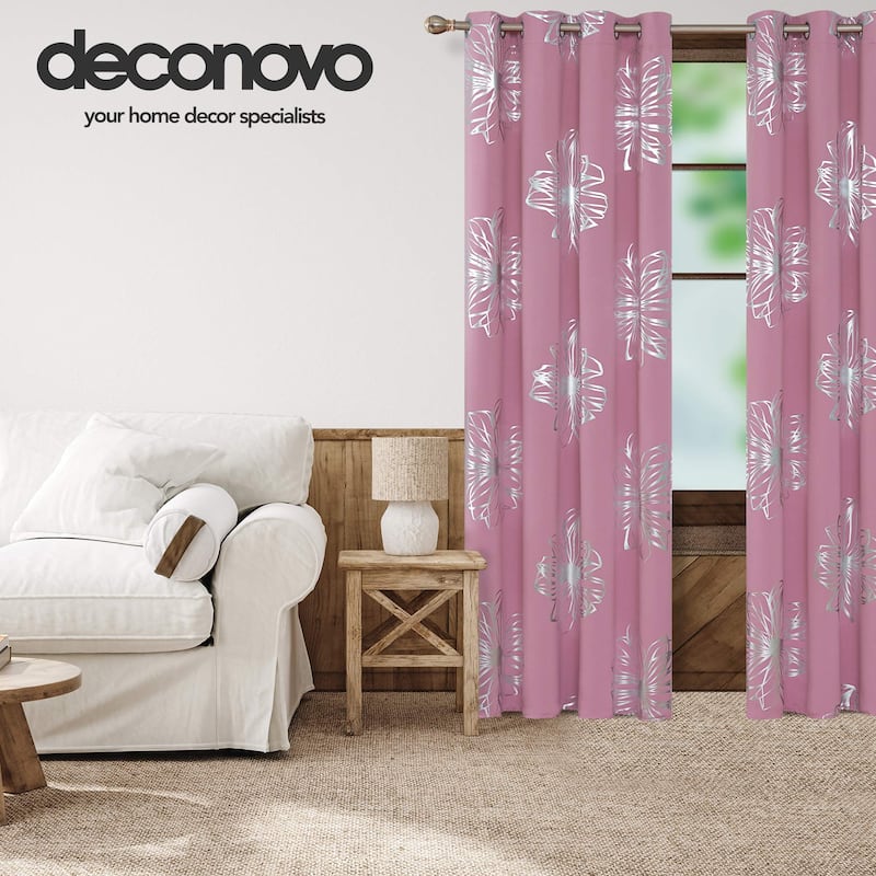 Flower Foil Printed Room Darkening Drapes for Girl's Bedroom 2 Panels
