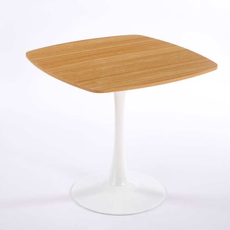 Pedestal Dining Table Round Top MDF and Metal Halloween Style Modern