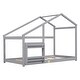 preview thumbnail 11 of 12, Twin Size Solid Wood Kids House Bed Frame with Shelf, Roof and Slats