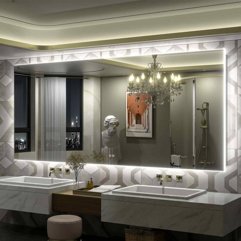 Frameless LED Backlit Anti-Fog Bathroom Vanity Mirror - 88x38