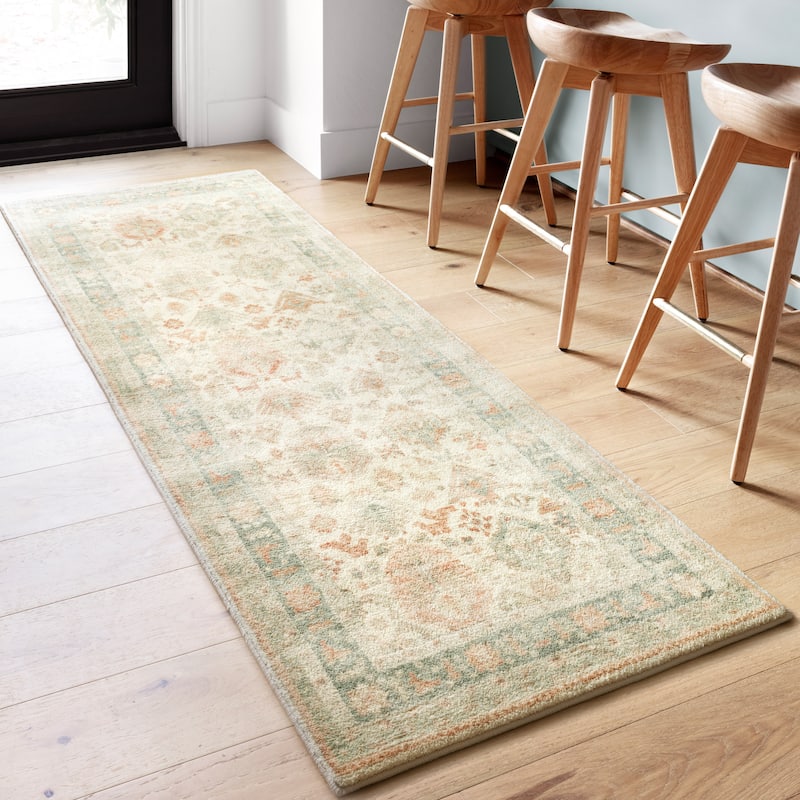 Alexander Home Juliet Ultra-Soft Distressed Traditional Persian Rug - 2'6" x 7'6" - Beige / Multi