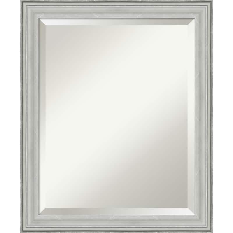 Beveled Wood Bathroom Wall Mirror - Bel Volto Silver Frame