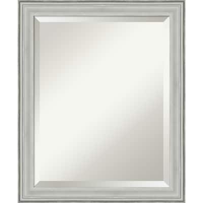 Beveled Wood Bathroom Wall Mirror - Bel Volto Silver Frame