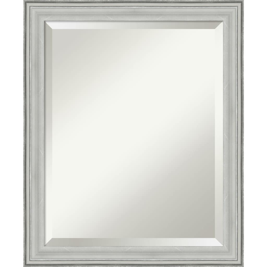 Beveled Wood Bathroom Wall Mirror - Bel Volto Silver Frame