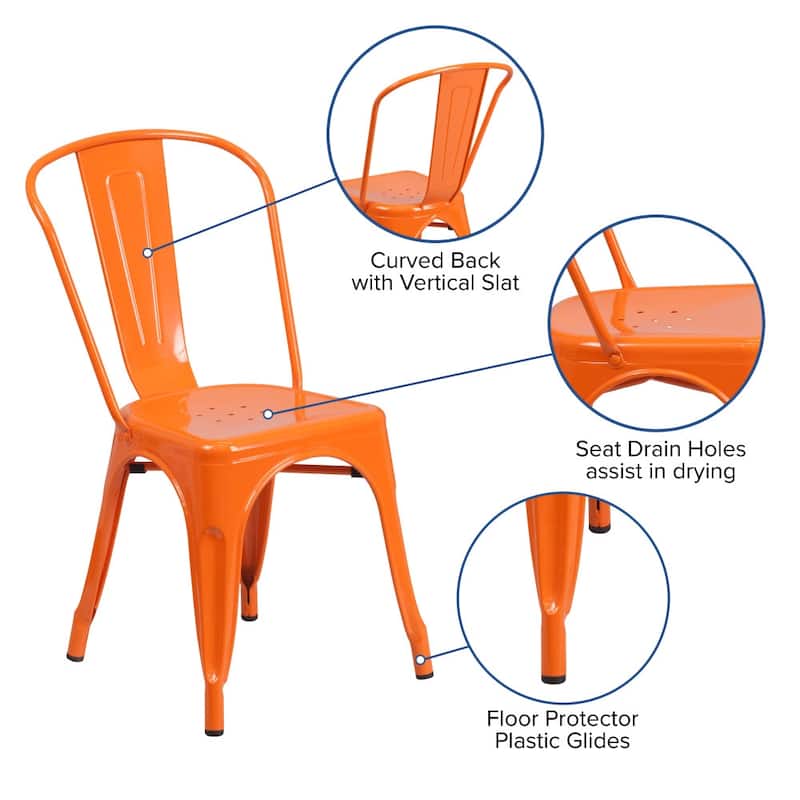 Metal Indoor/ Outdoor Stackable Bistro Chair (Set of 4)