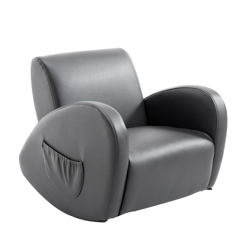 Kids Sofa Rocking Chair with Side Pocket, PU Leather Toddler Armchair for Children
