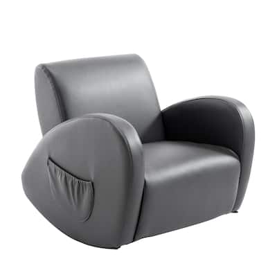 Kids Sofa Rocking Chair with Side Pocket, PU Leather Toddler Armchair for Children