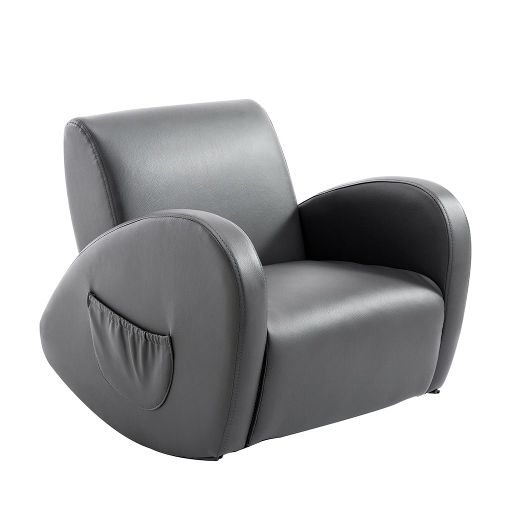 Kids Sofa Rocking Chair with Side Pocket, PU Leather Toddler Armchair for Children