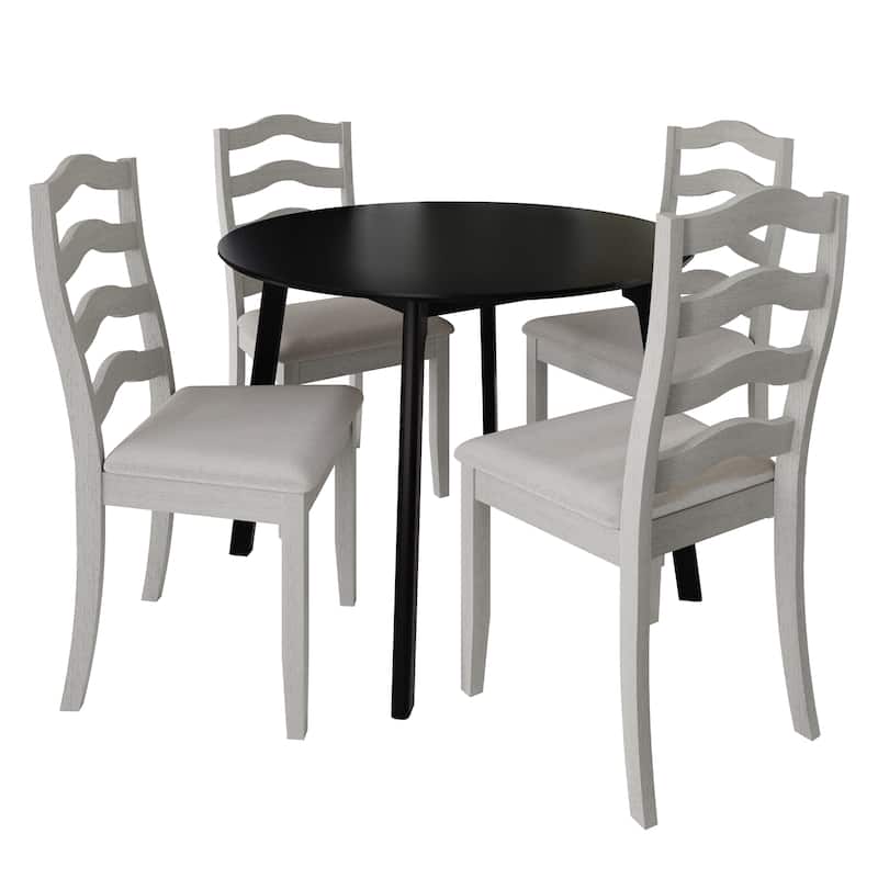 CraftPorch Sophistique 4-Piece Chair and Round Table Wooden Dining Set