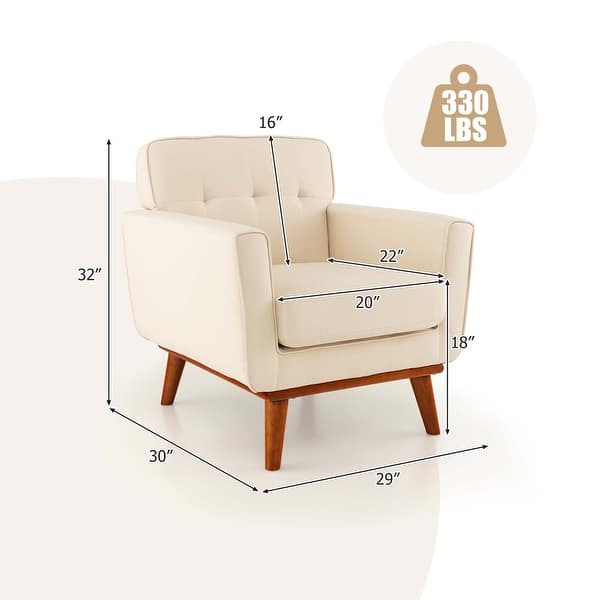 dimension image slide 0 of 2, Costway Modern Accent Chair Upholstered Linen Fabric Armchair with - See Details