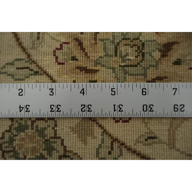 Hand Knotted Oriental 100% Wool Carpet Traditional Floral Beige & Ivories Kashan Area Rug - 11' 3'' X 8' 9''