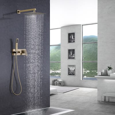 Gold 10" Rain Shower Faucet System Head Bathroom Shower Set