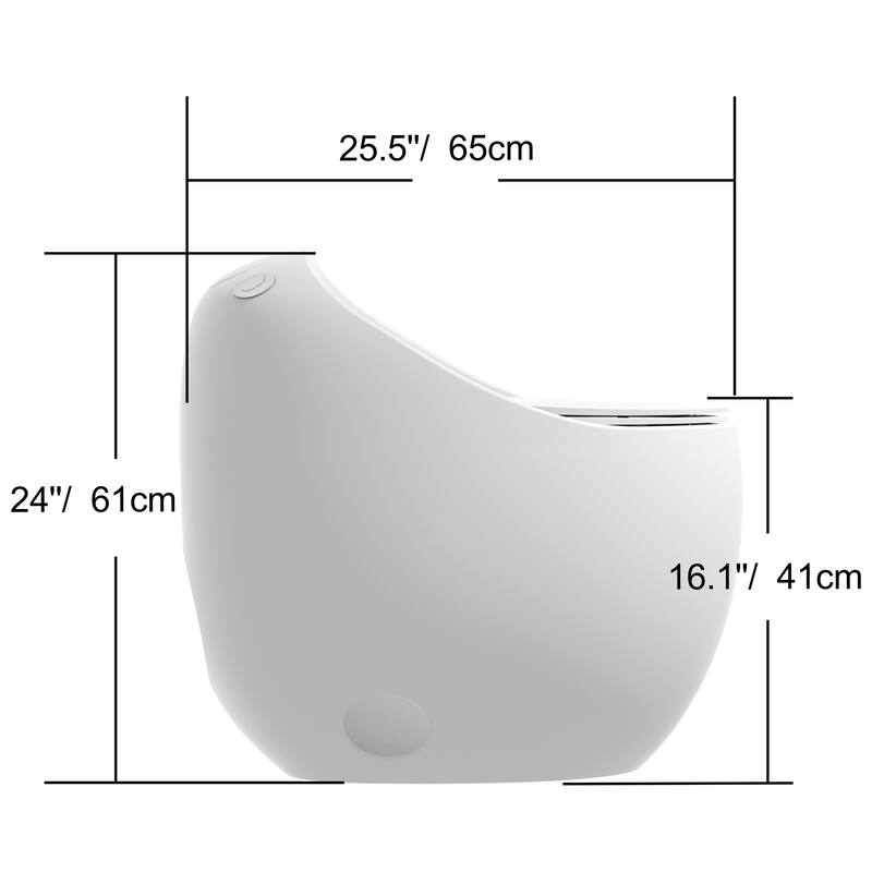 One Piece Egg Shape Toilet 1.28 GPF Single Flush. Soft Close Seat. Quick Release. Modern Bathroom Design