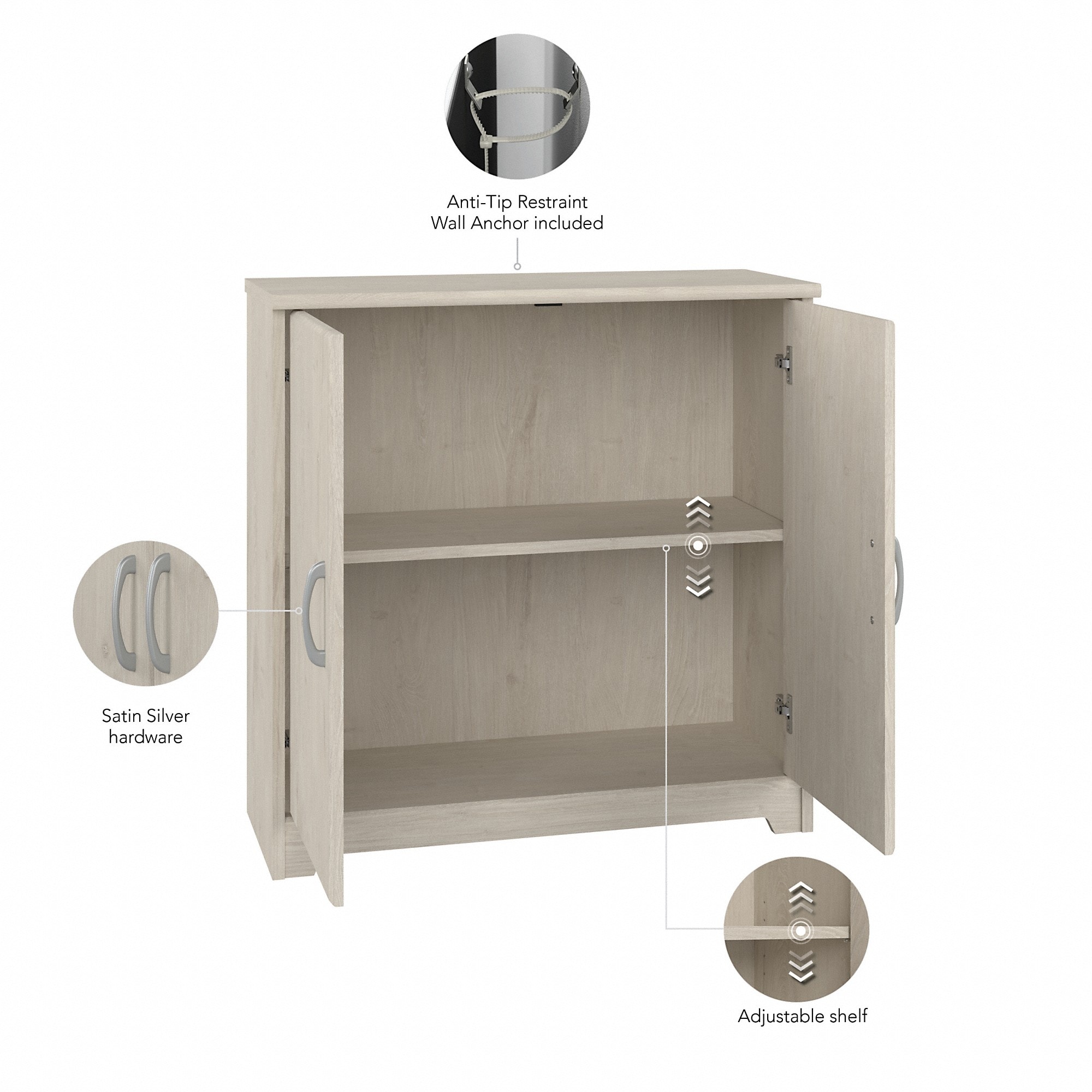 Cabot Small Entryway Cabinet with Doors by Bush Furniture On