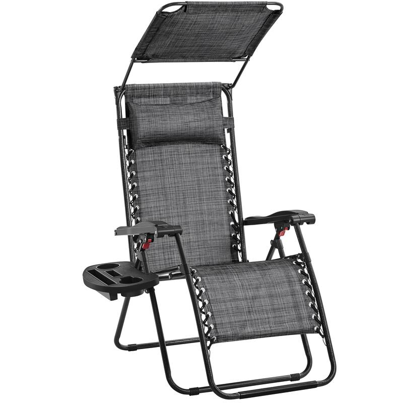 Yaheetech 26in Outdoor Zero Gravity Chair Patio Lounge Camping Chair with Sunshade