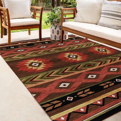 Indoor/ Outdoor Sonora Global Medallions Washable Rug