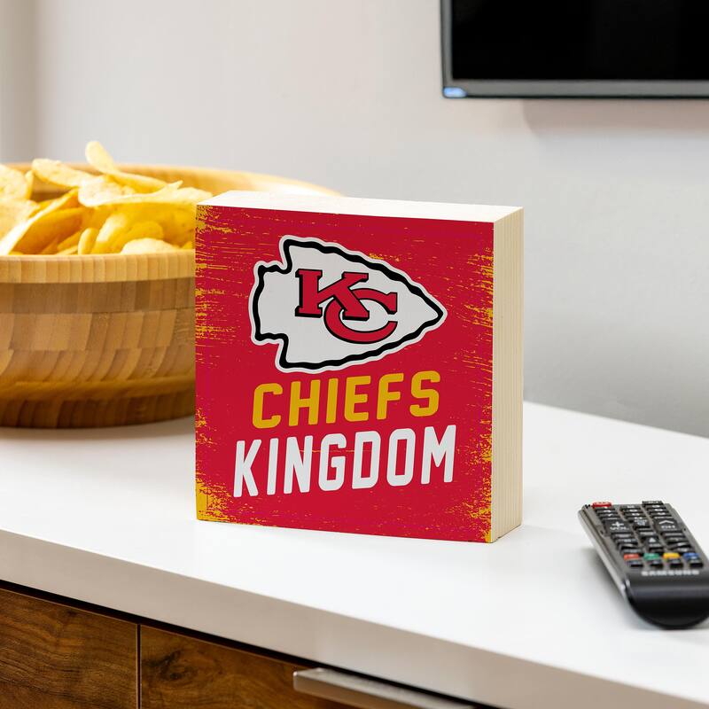 Kansas City Chiefs Wooden Tabletop Mantel Shelf Sign - 6" x 6"