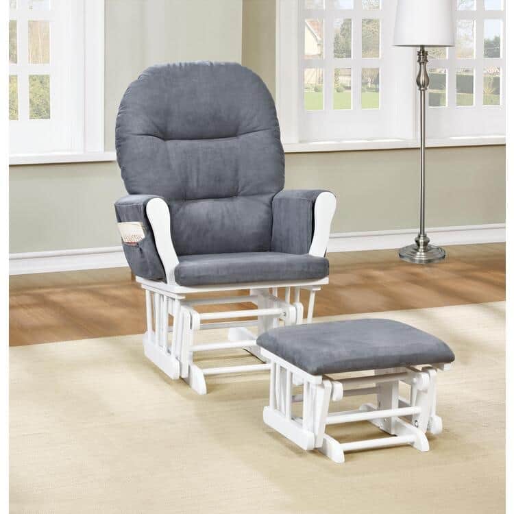 Ultimate Nursery Comfort - Glider and Ottoman Set with Reclining Cushion Chair, Rocker Chair with Padded Back and Armrests