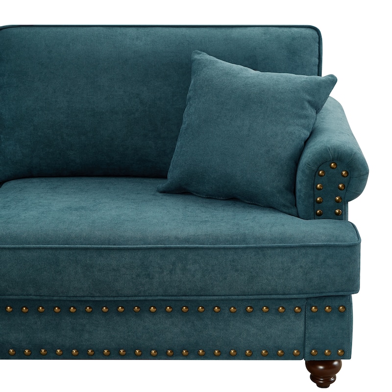 61" Chenille Sofa Couch with Brown Legs