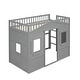 preview thumbnail 48 of 112, Solid Wood House Loft Bed with Ladder for Kids