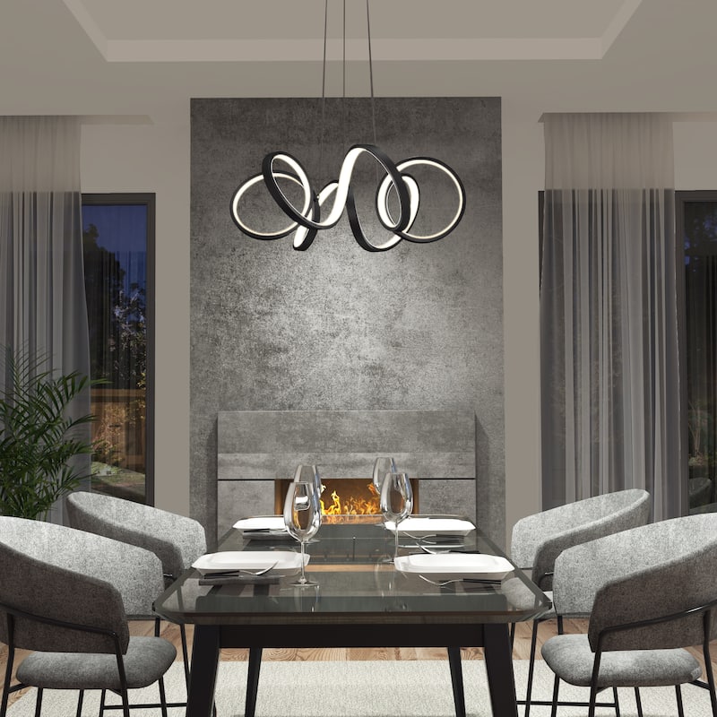 Artika Swirl Ribbon LED Pendant Ceiling Light, Black