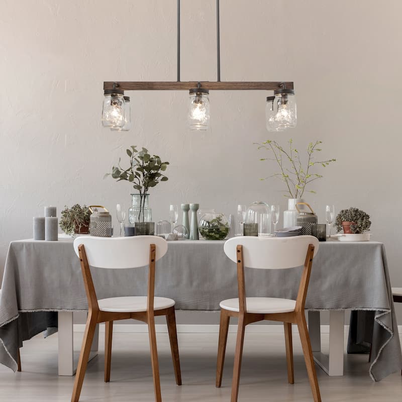 Modern Farmhouse 6-Light Glass Chandelier Island Lights for Dining Room - L27.5" x W11"x H 71.5"
