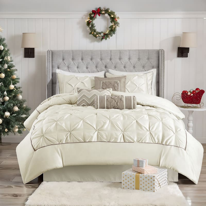 Madison Park Lafayette 7-piece Comforter Set - Ivory - Queen