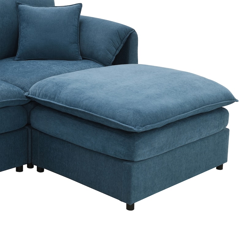 Merax Chenille Modular Sectional Sofa with Ottomans and Double Cushions