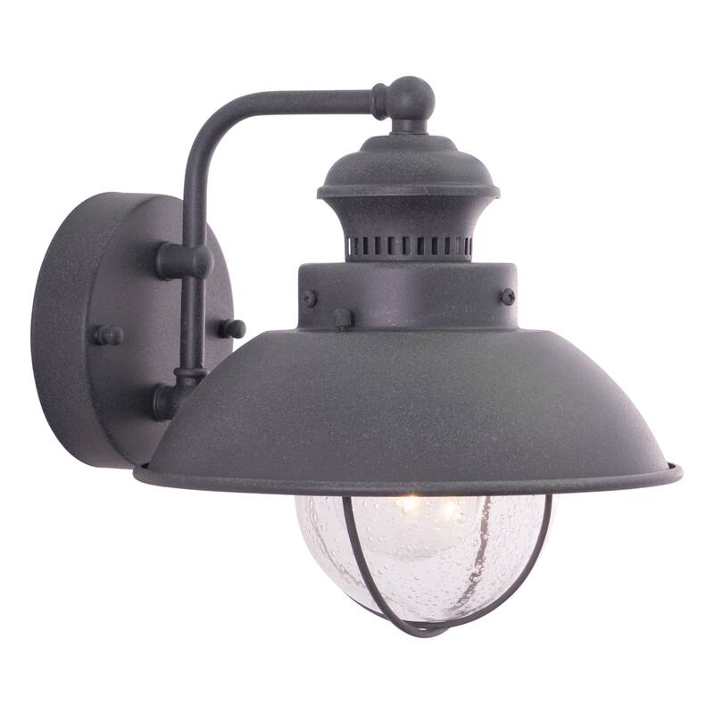 Harwich 1 Light Gray Coastal Barn Dome Outdoor Wall Lantern Clear Glass - 10-in W x 10.25-in H x 11.5-in D