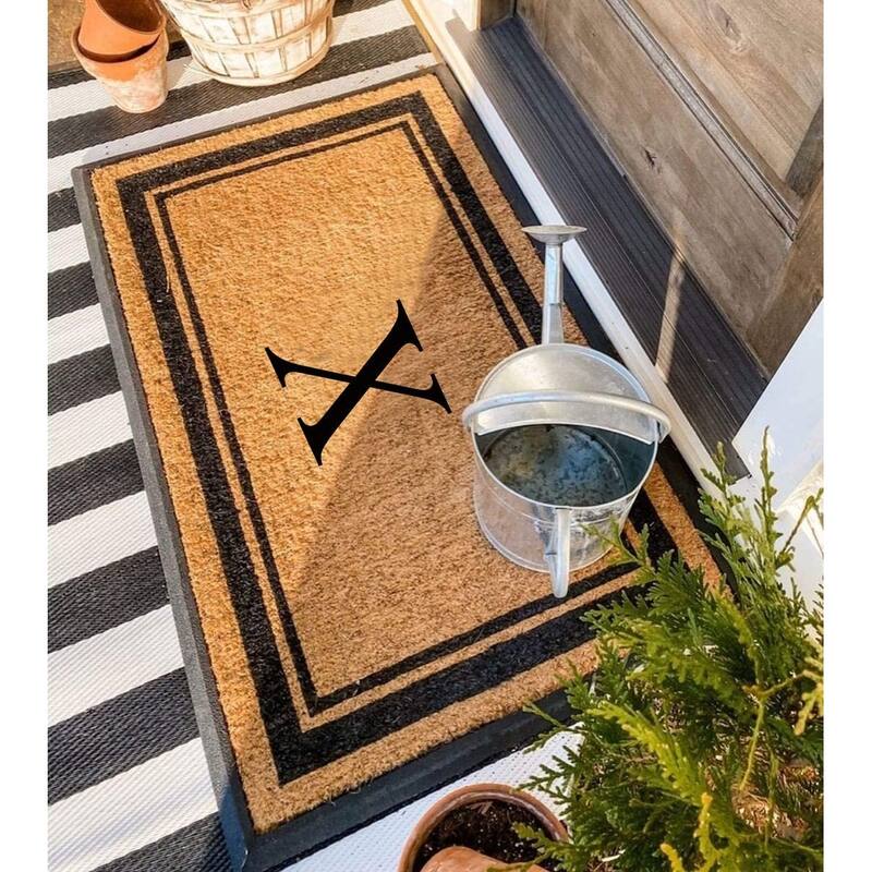 A1HC Markham Border Natural Flocked Rubber Large Doormat 30"x48"