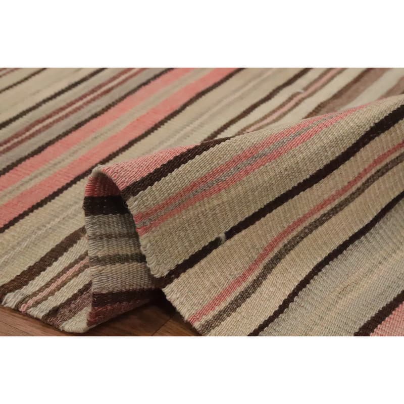 Hand Woven Oriental 100% Wool Carpet Southwestern Tribal Multi-Colored Kilim Area Rug - 9' 11'' X 6' 4''