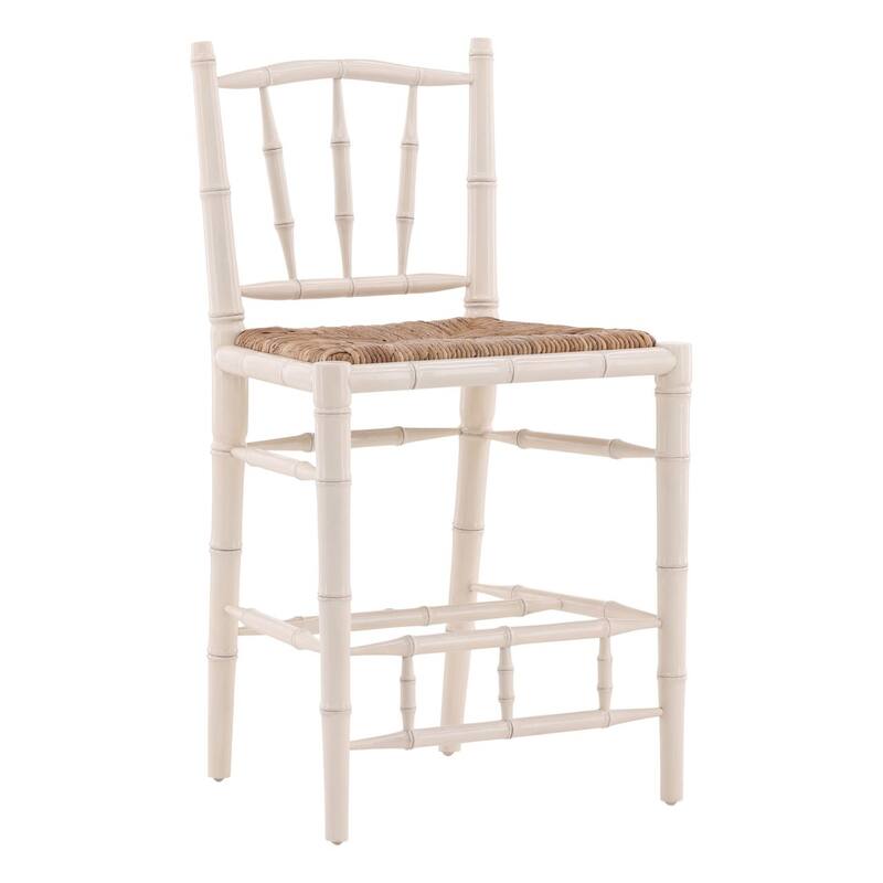 Furniture Classics Natural Mahogany Rush Seat Bamboo Counter Stool - Cream