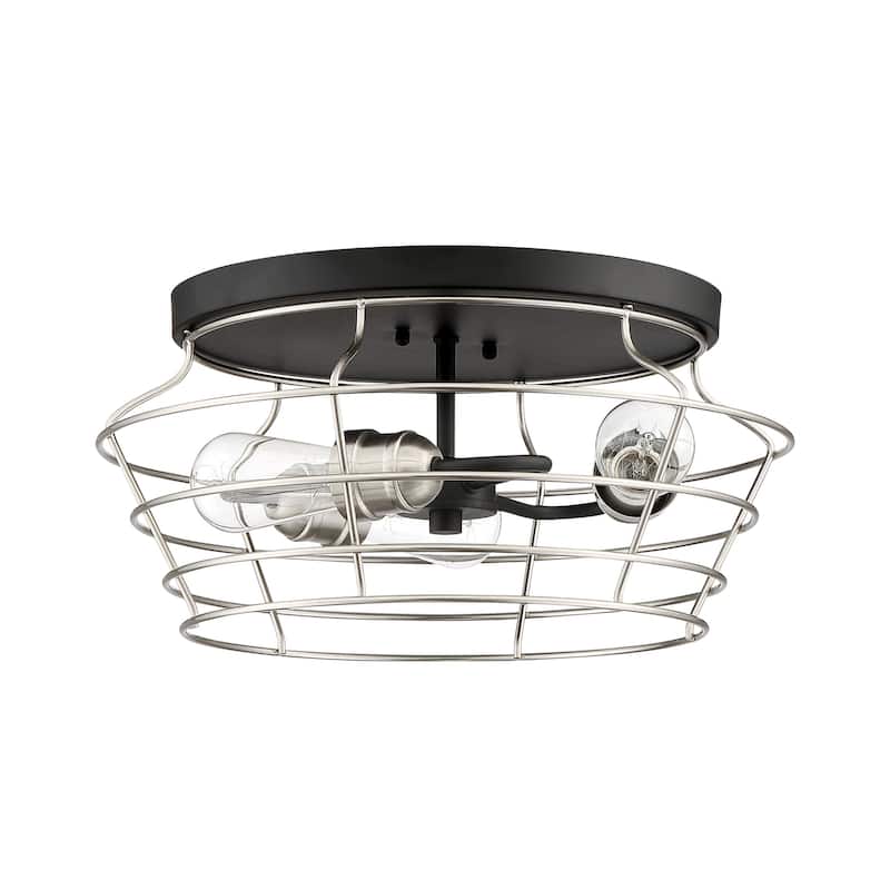 Craftmade Thatcher 3 Light 17" Wide Flush Mount Ceiling Fixture - Flat Black / Brushed Polished Nickel