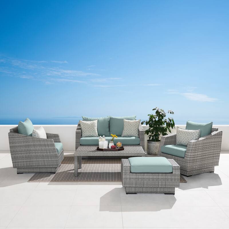 Cannes 5 Piece Sunbrella Outdoor Patio Love & Club Seating Set