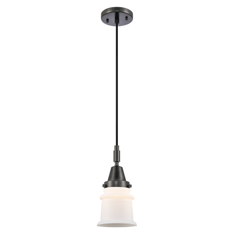 Innovations Lighting Downtown Urban - Caden Canton - 1 Light 5" Cord Hung Mini Pendant - Matte Black/Matte White Shade