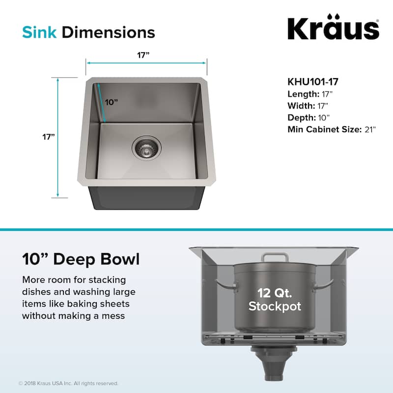 KRAUS Standart PRO Undermount Single Bowl Stainless Steel Kitchen Sink