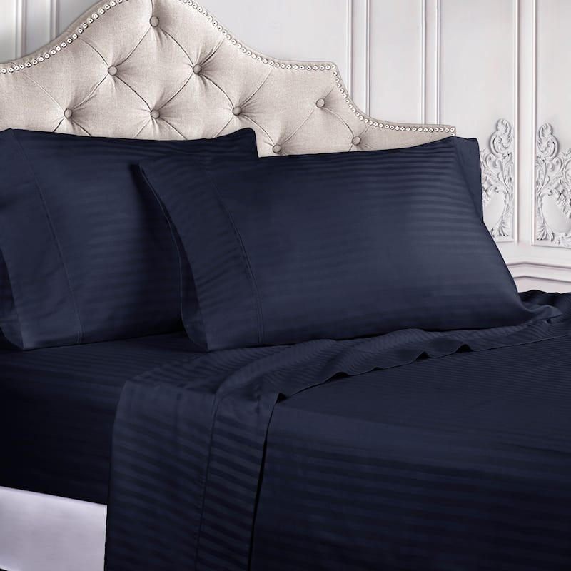 Superior Egyptian Cotton 300 Thread Count Stripe Deep Pocket 4 Piece Bed Sheet Set