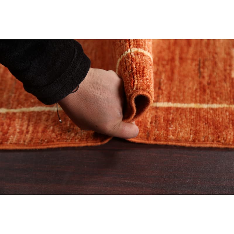 Orange Gabbeh Kashkoli Oriental Wool Runner Rug Hand-knotted Carpet - 2'7" x 9'10"