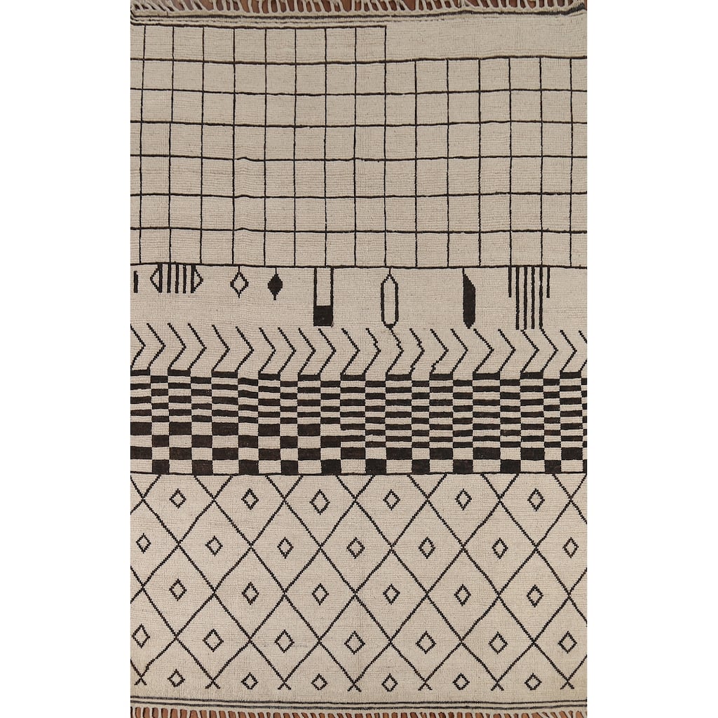 Trellis Geometric Moroccan Oriental Area Rug Handmade Wool Carpet - 7'9"x 10'10"