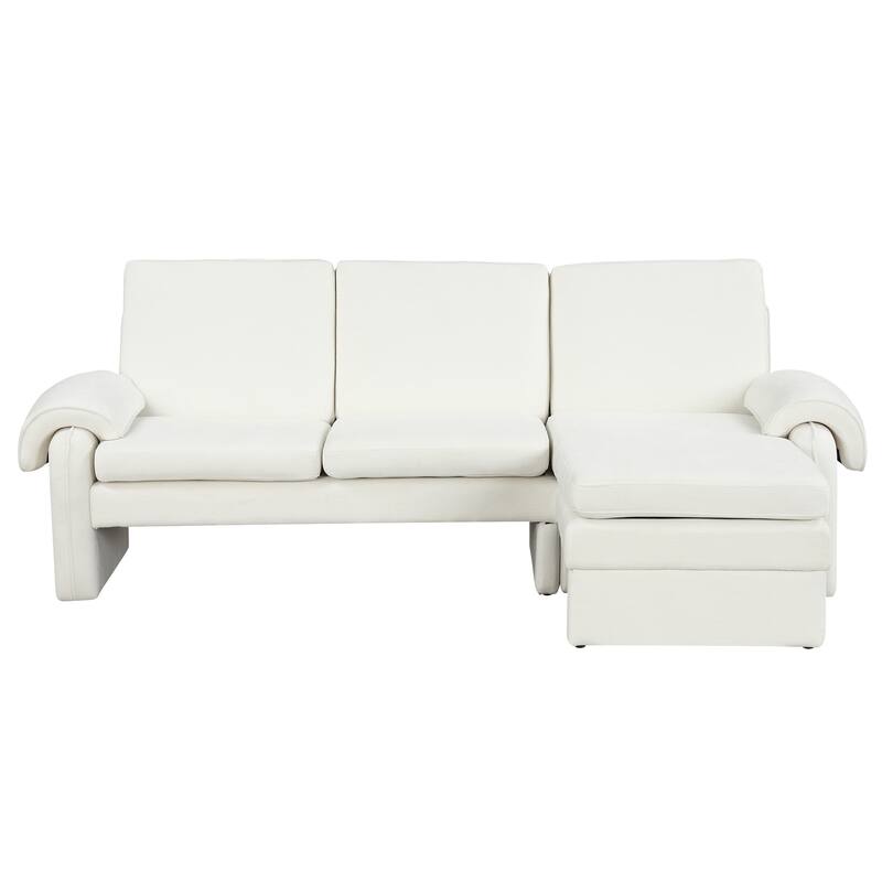 94.1" Chenille L-Shaped Futon Sofa with Adjustable Backrest & Reversible Chaise