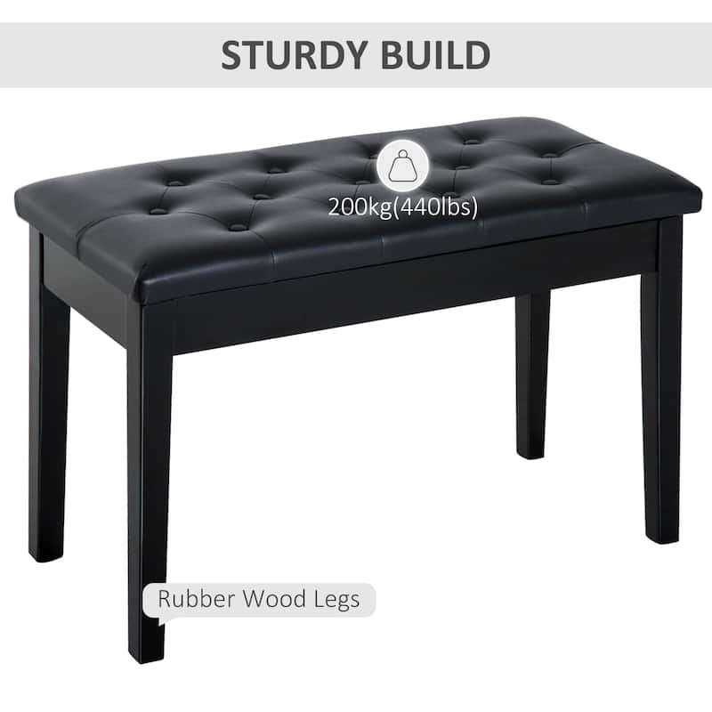 Piano Bench Upholstered Seat with Hidden Storage Compartments, Leisure Stool Decorative Bench with Solid Wood Legs