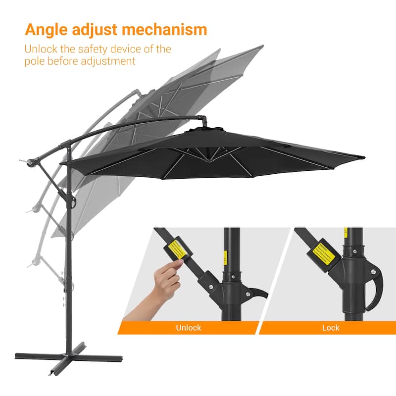 LIVOOSUN 10ft Patio Offset Umbrellas,Hanging Market Patio Umbrella