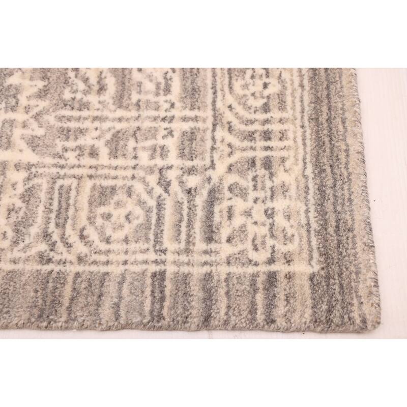 ECARPETGALLERY Hand Loomed Elysian Grey Wool Rug - 8'1 x 10'0