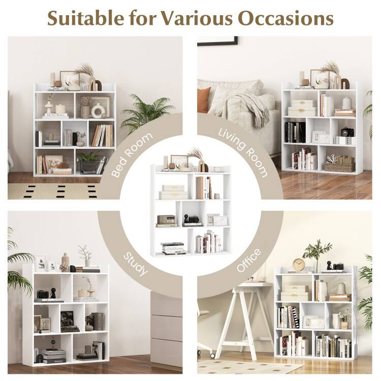 7 Cubes Open-Back Bookshelf with Anti-Toppling Devices - 31.5" x 8" x 35.5" (L x W x H)
