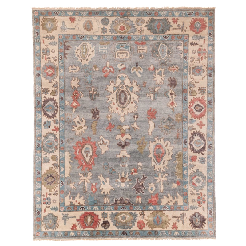 ECARPETGALLERY Hand-knotted Modern Oushak Grey Wool Rug - 7'11 x 9'8