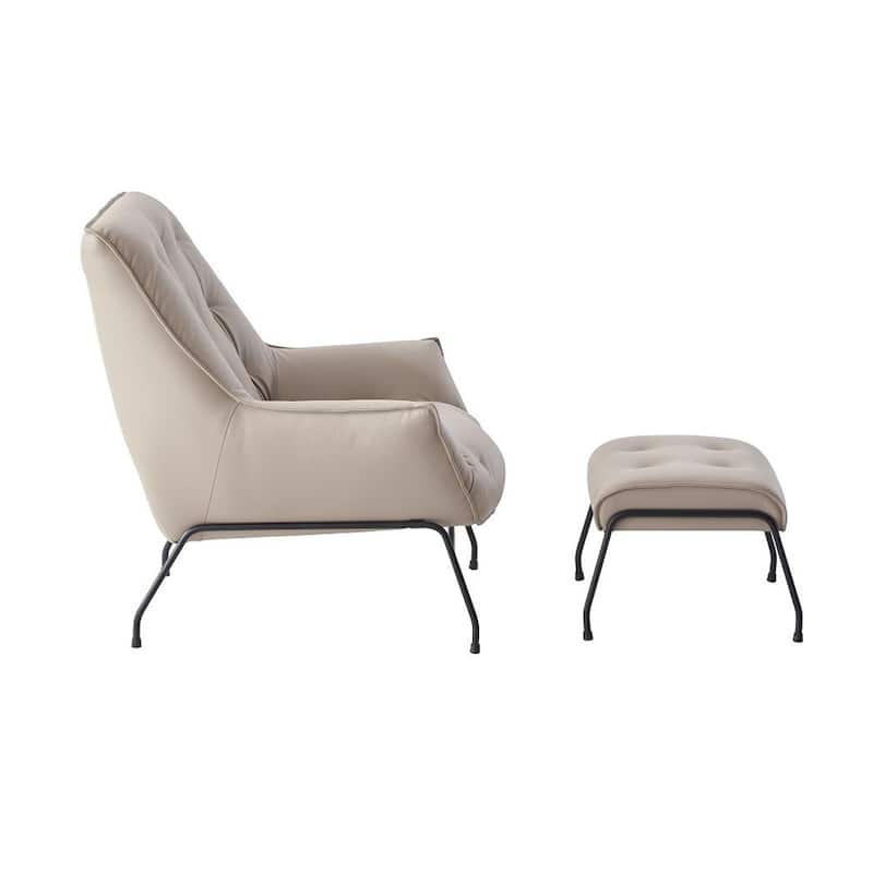 Top Grain Leather Chair with Ottoman