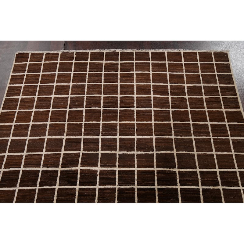 Checkered Gabbeh Kashkoli Modern Oriental Wool Area Rug Hand-knotted - 4'9" x 6'7"